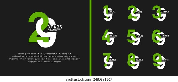 anniversary logo style set with green and white color can be use for celebration moment: stockvector