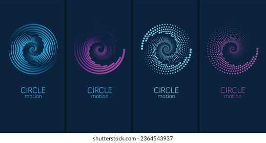 抽象的な円のロゴzenシンボル点線のハーフトーン周期的な渦巻き旋回の渦巻き形状、らせん状の円運動の動き半径方向回転のロゴタイプまたはベクター画像の背景のベクター画像素材