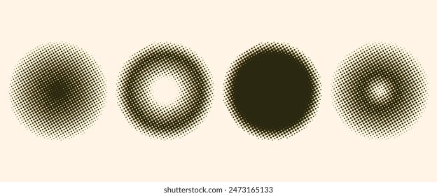 Abstract circle shapes. Halftone design, risograph effect. Vector elements. Stock vektor