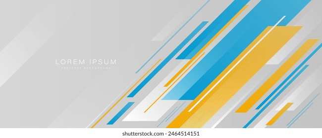 Abstract banner background. Modern blue and yellow geometric diagonal shapes design. Futuristic graphic. Suit for brochure, poster, banner, sport, website, flyer, cover, presentation, business Stockvektor