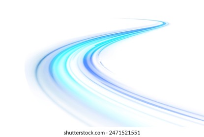 抽象的の青の波の背景。渦巻き、ツイスト、スパイラルのさまざまな図形のセットでの音波の動きの形の波状の透明な曲線。 PNGのベクター画像素材