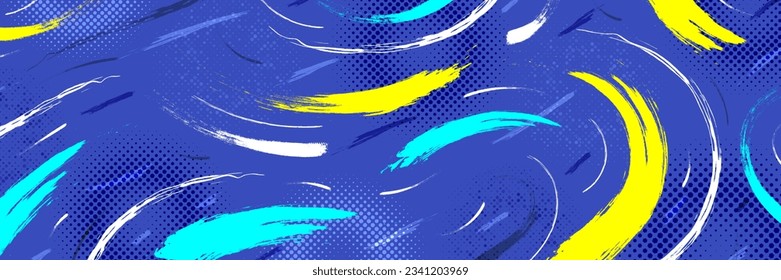 Abstract Brush Background with Sporty Style and Halftone Effect. Brush Stroke Illustration for Banner, Poster, or Sports Background. Scratch and Texture Elements For Design Stock-vektor