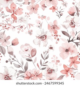 Abstract flower blooming design. Pattern with floral seamless. Grunge textured abstract art vector  with flower and plants in watercolor style. Immagine vettoriale stock