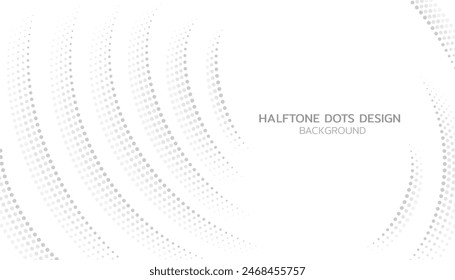 白い背景に抽象的のハーフトーングレーのドットのグラデーション、幾何学的な丸い形または波線のパターンを持つモダンなデザインストライプの背景、名刺用のテンプレート、ベクターイラスト。のベクター画像素材