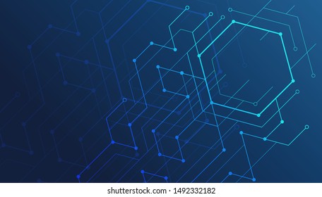 Abstract lines and dots connect background. Technology connection digital data and big data concept. स्टॉक वेक्टर