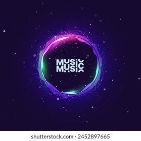 Abstract Sound Wave Circle Round EQ Background. Digital Music BG. Dynamic Music Wavy Lines Flow. Digital Equalizer. Round Sound Data Visualization. Abstract Vector Background. Immagine vettoriale stock