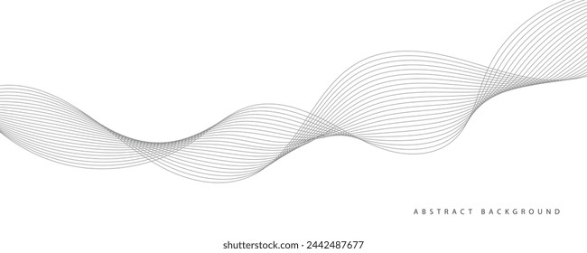 Abstract wave element for design. Digital frequency track equalizer. Stylized line art background. Vector illustration. Wave with lines created using blend tool. Curved wavy line, smooth stripe.: stockvector