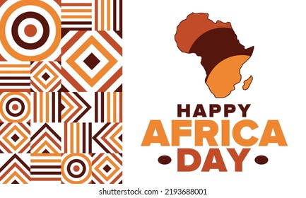 Africa Day. Happy African Freedom Day and Liberation Day. Celebrate annual on the African continent and around the world. African pattern. Poster, card, banner and background. Vector illustration Stock vektor