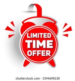 Alarm bell sticker on white background with text "Limited Time Offer"
 Stockvektor