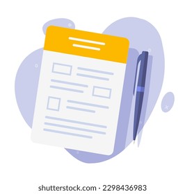 Application claim form filling 3d icon vector graphic illustration image, tax mortgage loan document paper list illustration, bank statement agreement, survey questionnaire modern clipart Stockvektor