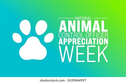 April is National Animal Control Officer Appreciation Week background template. Holiday concept. use to background, banner, placard, card, and poster design template with text inscription and standard Arkistovektorikuva