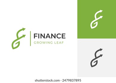 Стоковое векторное изображение: arrow leaves upwards logo icon design. leaf and letter F arrow up ideas for business, financial and economy logo design