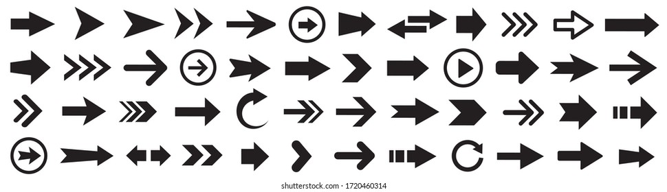 Arrows set. Arrow icon collection. Set different arrows or web design. Arrow flat style isolated on white background - stock vector. ஸ்டாக் வெக்டர்