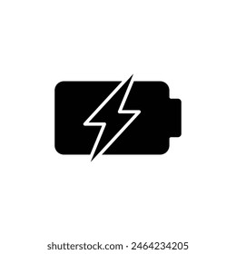 Battery charging icon. Simple solid style. Phone battery, mobile, charger, electric, power, lightning, technology, energy concept. Silhouette, glyph symbol. Vector illustration isolated., vector de stoc