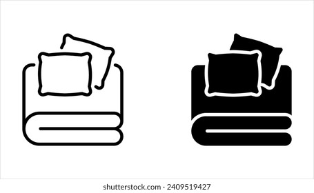 Bed linen set with pillows, bed sheet and duvet cover isolated on white background Arkistovektorikuva