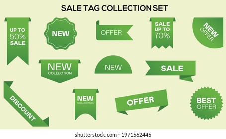 Best deals,Best offer,Discount sale tag collection  vector elements for green for eco friendly and fresh products. all in one tag illustration set のベクター画像素材