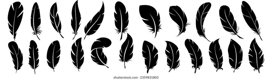 Bird feather icons. Platelet collection. Stock-vektor
