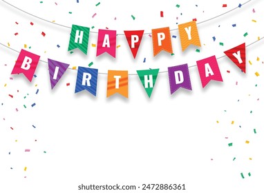 Birthday vector background design. Happy birthday to you text with confetti decoration element for birth day celebration greeting card design. Vector illustration 库存矢量图