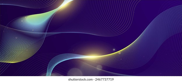 Blue and yellow vector abstract modern technology line background. Abstract background with flowing particles. Digital future technology concept. Vector illustration. - Vector στοκ