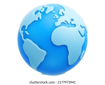 Blue cartoon planet Earth 3d vector icon on white background. Water Day or World Oceans Day concept. Earth Day or Saving Water concept Stock Vector