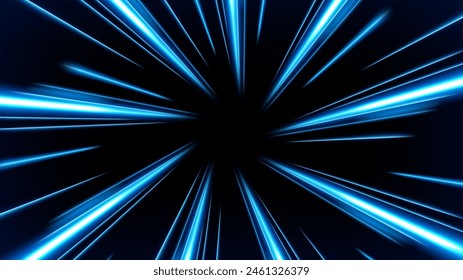 Blue Rays Zoom in Motion Effect, Swirl Light Color Trails, Vector Illustration: stockvector