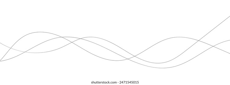 Black line wave on white background. Curved lines. Abstract art background vector. เวกเตอร์สต็อก