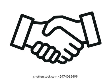 Стоковое векторное изображение: Black and white Handshake icon (thick line thickness)