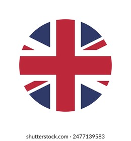 British flag. British circle flag. UK flag. Standard color. Round button icon. Circle icon. Computer illustration. Digital illustration. Vector illustration. Stock vektor