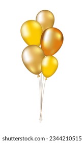 A bundle of gold birthday balloons for an anniversary.  स्टॉक वेक्टर