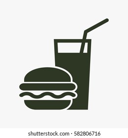 Burger with soft drink vector icon. स्टॉक वेक्टर