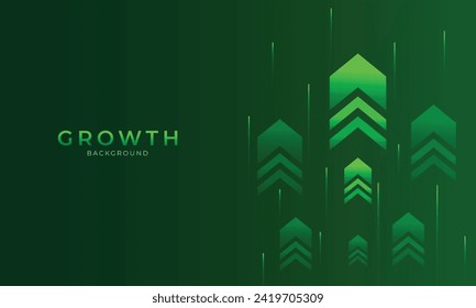 Business Growth and Arrow up on Green Background. Business Success and Investment Growth showing Positivity, Rise and Increase in Business, Economy, and Market Vector Illustration Immagine vettoriale stock