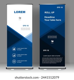 Business Roll up banner vertical template design, for brochure, business, flyer, infographics. modern x-banner and flag-banner advertising. vector illustration 库存矢量图