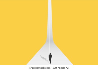 Businessman follow a path for business opportunities. visionary leadership different business routes. Symbol of ambition, motivation and long road ahead 库存矢量图