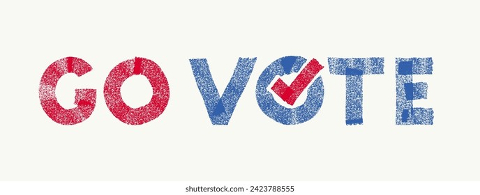 2024年アメリカ合衆国大統領選挙のカリグラフィーのテキストに投票してください。投票日、11月5日。米国の国旗の色と投票を象徴する投票のチェックマークを持つブラシベクターテキスト。選挙。のベクター画像素材