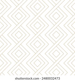 白い背景に金色の線、シームレスなベクター画像パターン。織り線と菱形の幾何学的なテクスチャー。抽象的のひし形パターンの背景。ミニマリストリニア装飾的なデザイン。のベクター画像素材