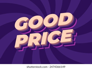 Good price. Text effect design in 3D look with good colors Imagem Vetorial Stock