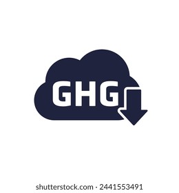 GHG reduction icon, reduce greenhouse gas vector pictogram Immagine vettoriale stock