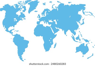  global icon blue world map isolated on white background World map vector template for website infographics design Flat earth world map illustration 库存矢量图