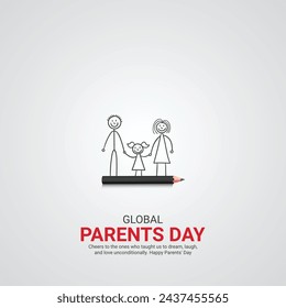 global parent's day. parent's day creative ads design Jun 1 . social media poster, vector, 3D illustration. 库存矢量图