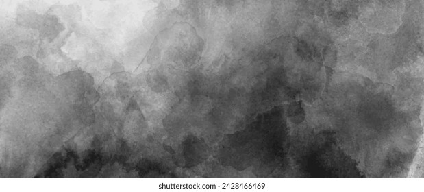 Gray vector watercolor art background. Old paper. Aged vintage watercolor texture for cover design, cards or banner. Monochrome illustration. Wall. Brushstrokes. Painted gray grunge template. 库存矢量图