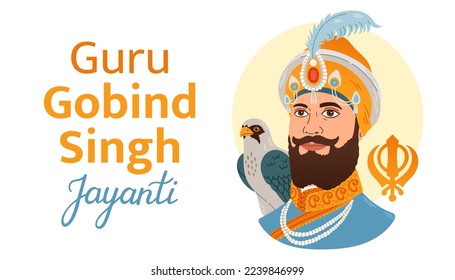 Guru Gobind Singh Jayanti vector illustration. Sikh festival and celebration in Punjab Stock Vector