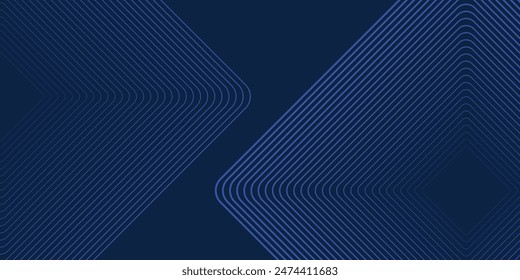 Dark blue background. Modern line stripes curve abstract presentation background. Luxury paper cut background. Abstract decoration, golden pattern, halftone gradients,  - Vector στοκ