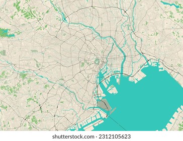 Detailed vector map of Tokyo, Japan Immagine vettoriale stock
