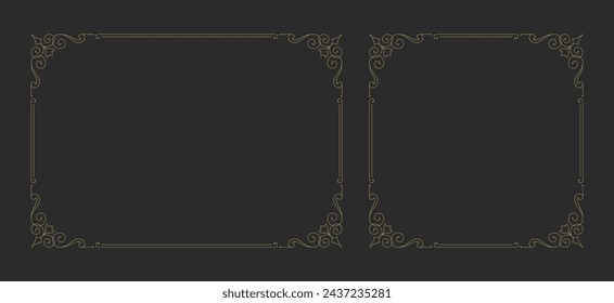 Decorative vintage ornament frame vector design element. Flourishes ornate border for text decoration on a certificate or wedding invitation card. Stock Vector