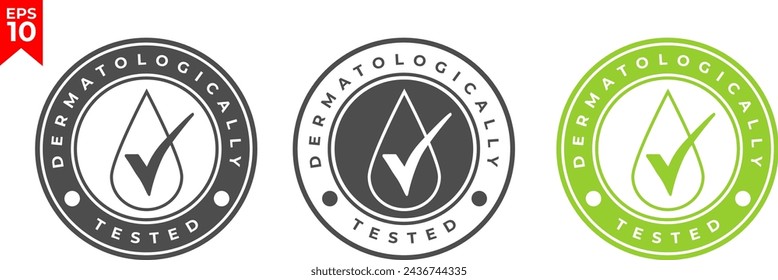 Dermatological Tested icon. Flat design. Set of isolated vector illustrations Stockvektorkép