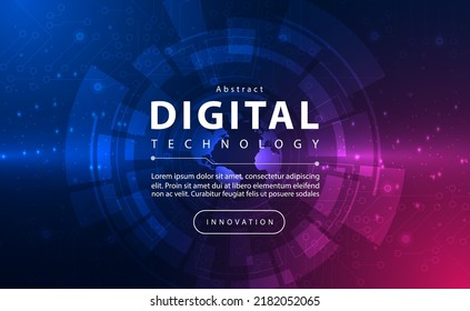 Digital technology banner pink blue background concept with technology light effect, abstract tech, innovation future data, internet network, Ai big data, lines dots connection, illustration vector 庫存向量圖