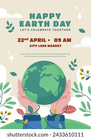 Earth Day Celebration. Happy earth day Background. April 22. Vector illustration design Template for Poster, Banner, Flyer, Card, Post, Cover, Campaign, Event. Save the Earth concept. go green. Stock Vector