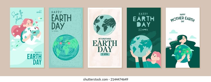 Earth day illustration set. Vector concepts for graphic and web design, business presentation, marketing and print material. Stock Vector
