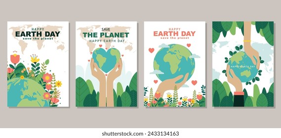 Earth day poster collection for graphic and web design  business marketing and print material. Vector illustration: stockvector