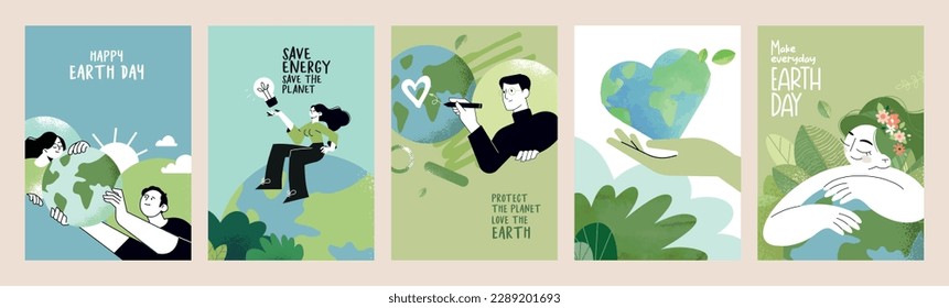 Earth day poster set. Vector illustrations for graphic and web design, business presentation, marketing and print material.: stockvector